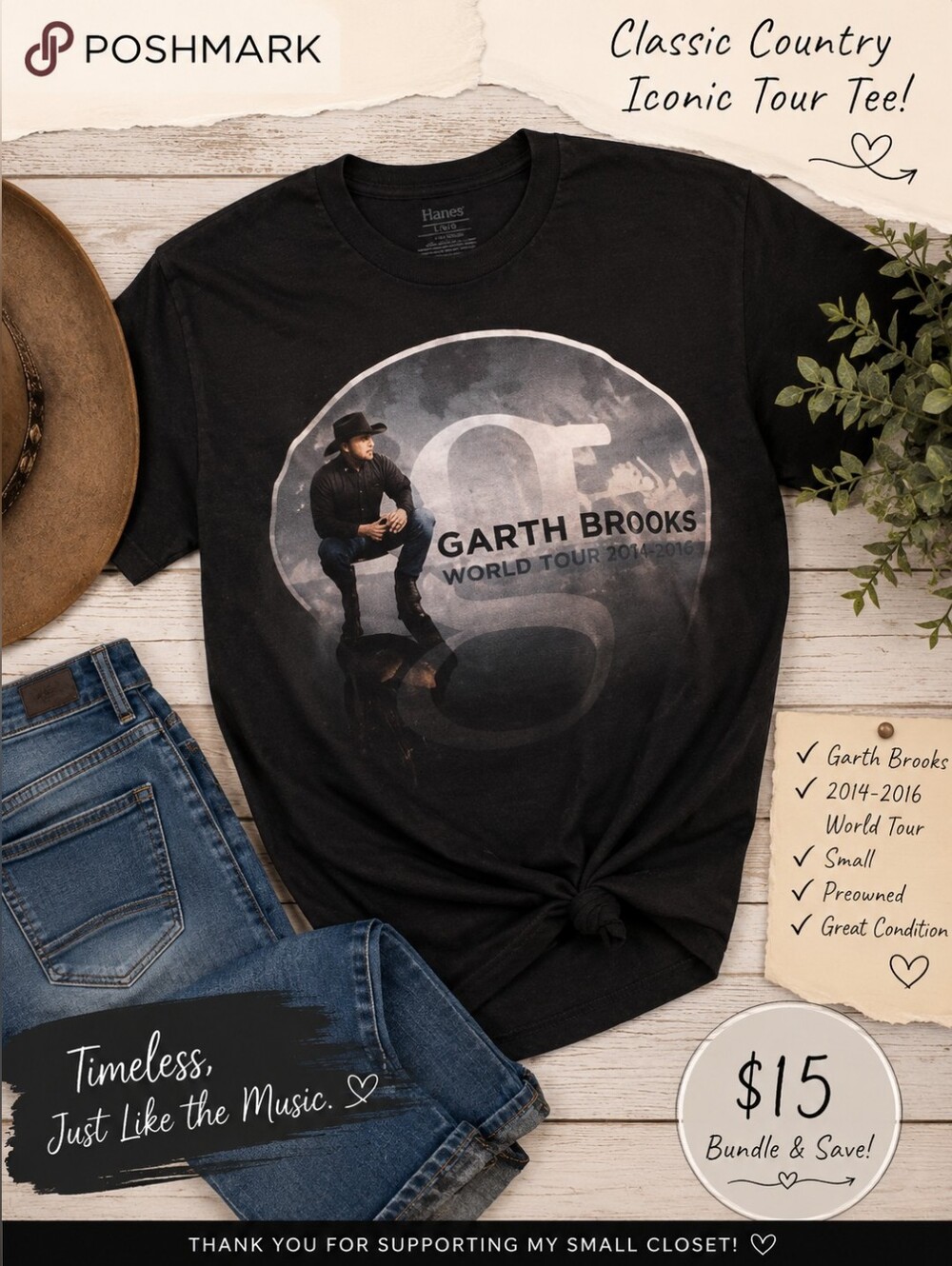 Garth Brooks 2014-2016 World Tour Small Tee